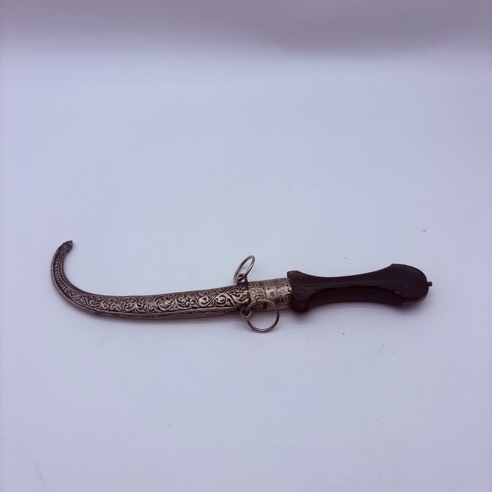 Antique Moroccan Koummya Jambiya Curved Dagger with Scabbard